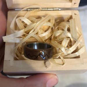 Wood and Titanium Mountain Ring wedding band 8.5